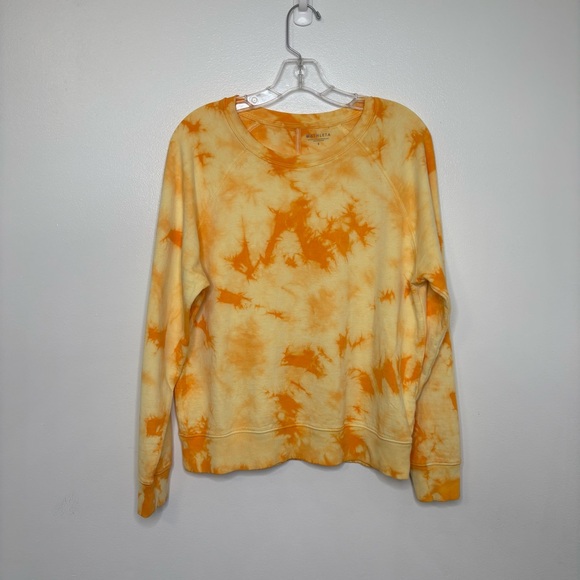 Athleta Pullover Women’s Small Yellow Orange Tie Dye Sundown Sweatshirt - Picture 1 of 8
